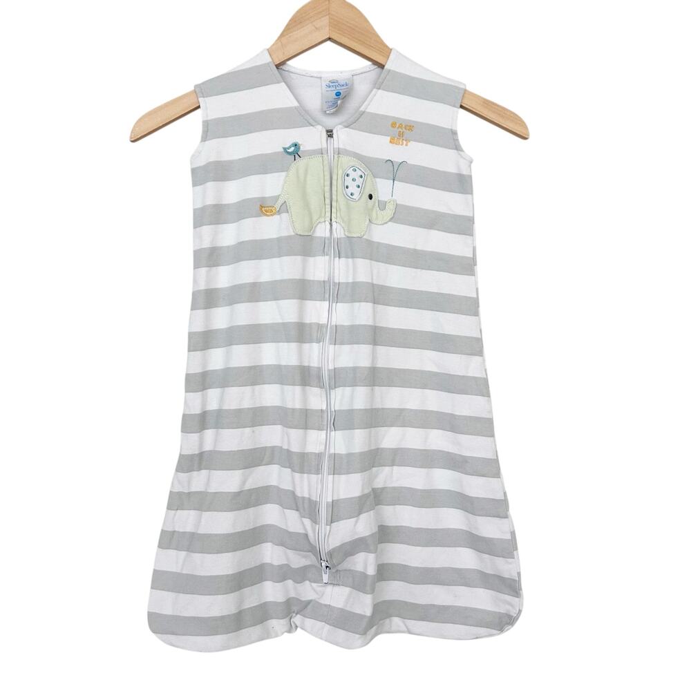 Halo Sleep Sack Gray Whit Striped Elephant Sz M 6-12M 16-24LB